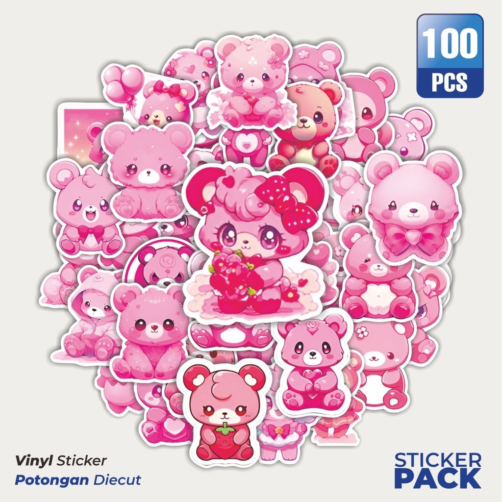 

Stiker Vinyl Stiker Cute 3D Pink Bear [Beruang Pink Lucu] Waterproof Aesthetic- Untuk Laptop, Motor, dan Helm - Paper Stationery Pack