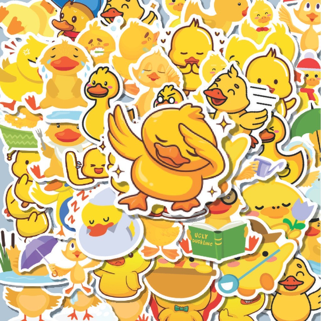 

100PCS Lucu Stiker Hewan Bebek Stiker Aesthetic Stiker Anti Air Stikers Berperekat Waterproof sticker decal buat Motor Helm Buku Journal Koper Casing HP Laptop Botol Minum Hadiah anak