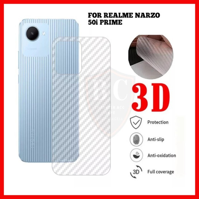 BACK SKIN CARBON REALME NARZO 50i PRIME ANTI GORES BELAKANG NARZO 50i PRIME