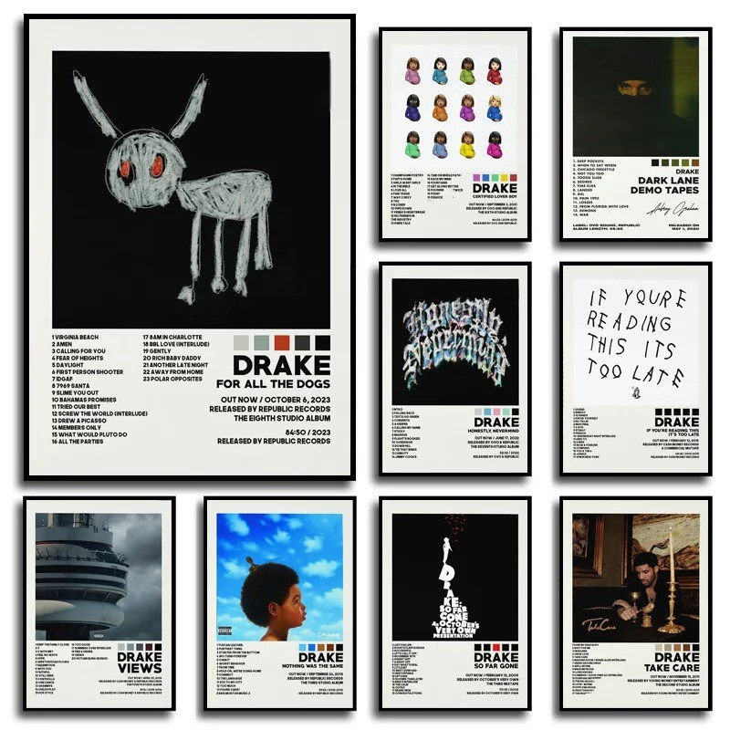 

Poster Prints New Drake Views Take Care Her Loss Dogs Music Album Cover Canvas Painting Wall Art Picture Living Room Home Decor