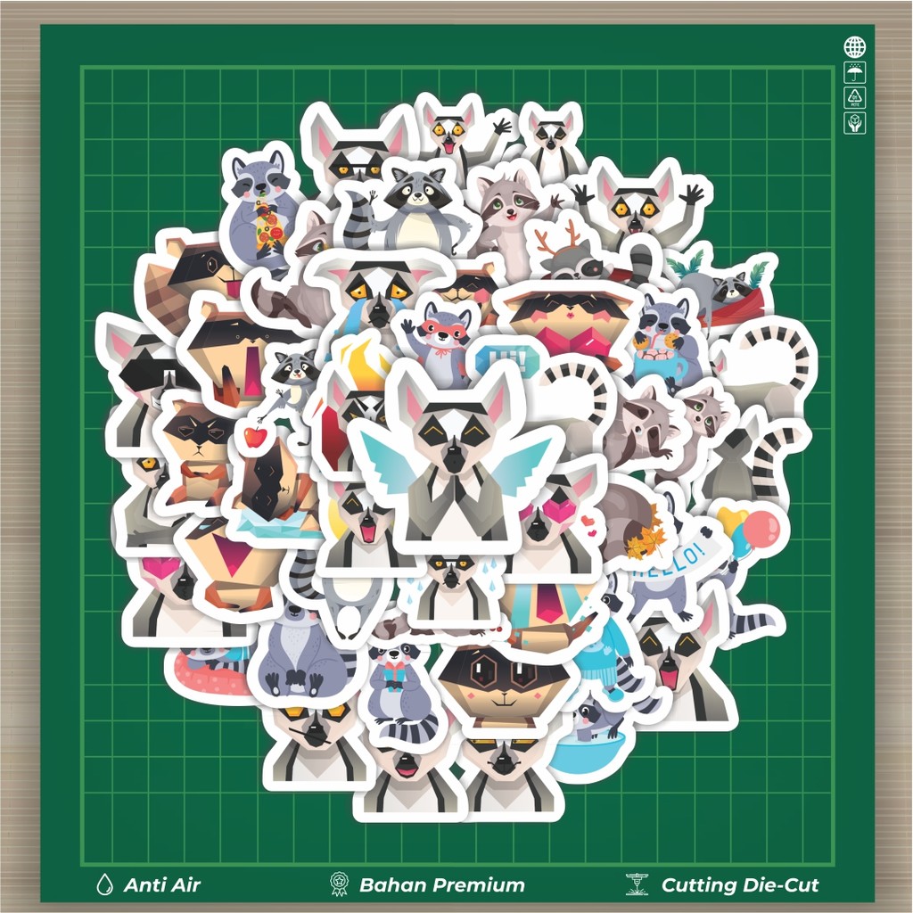 

HOT 50 PCS STIKER Sticker Hewan Rakun Stiker Fashion Cars Decal Dingin Kartu Album Custom Vinyl Anti Air- Sticker Aesthetic Buku Journal Koper Casing HP Tablet Laptop Helm Motor Botol Minum