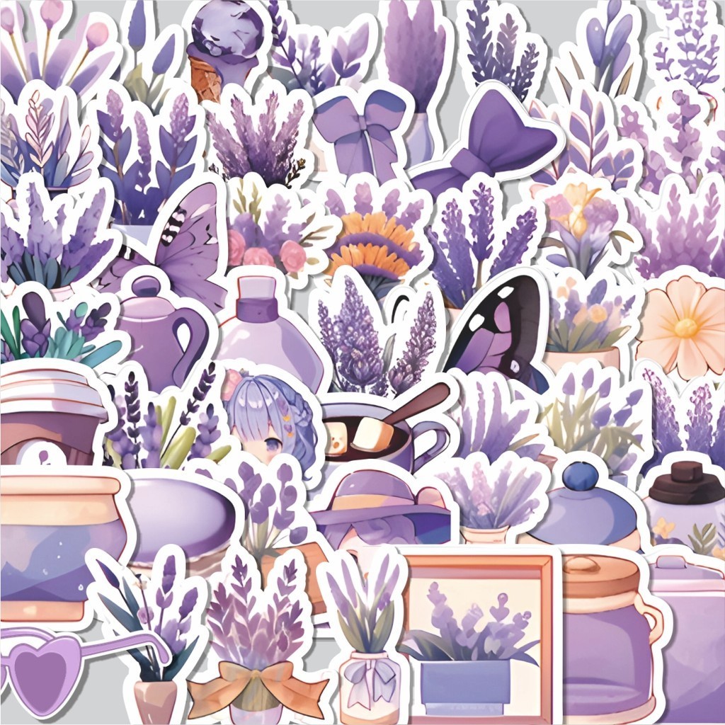 

Stiker Cutting Pack Stiker Lavender [Ungu] Isi 100Pcs Series Aesthetic Lucu Keren Untuk Koper Bahan Vynil