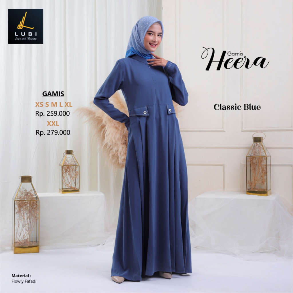 LUBI GAMIS DEWASA HEERA DRESS CLASSIC BLUE