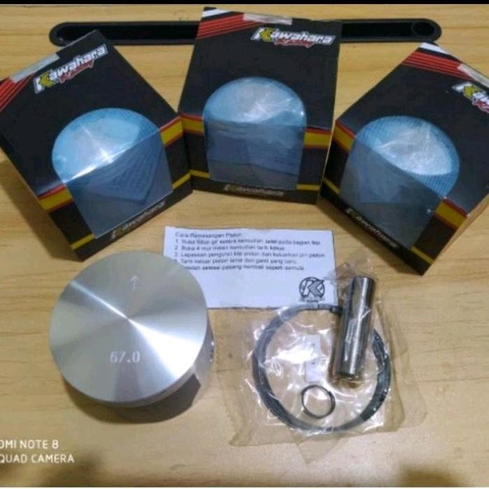 seher/piston kit merk kawahara buat motor ninja 150 2tak,tersedia ukuran 62 63 67  68 pin 15 - 62mm