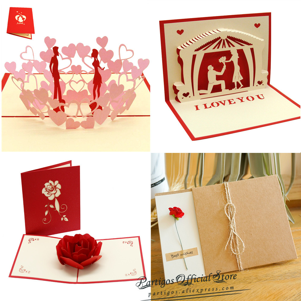 

3D Pop UP Cards Valentines Day Gift Postcard Wedding Invitation Greeting Cards Anniversary for Her especially for you Love Card