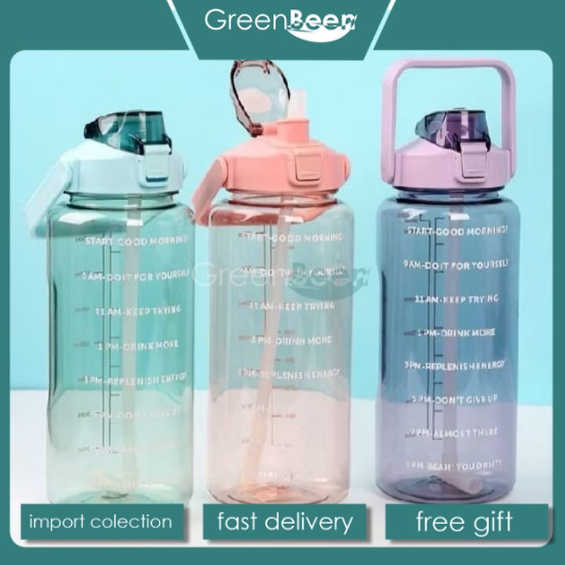 Botol Minum Plastik 2Liter Bening Free Stiker Lucu - GREENBEEN