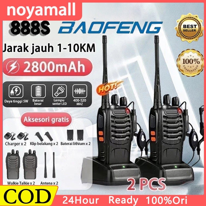 New 【100%Ori】HT Baofeng 888S Walkie Talkie BF 888S HT Radio Jarak Jauh 10KM Handy Talky PortablePrem