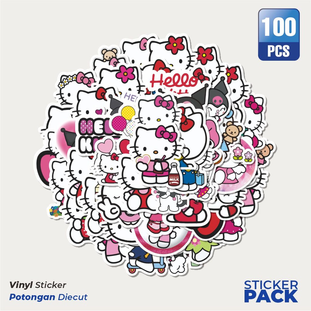 

Super Hemat! 100 PCS Stiker Kartun Hello Kitty V6 Waterproof Aesthetic- Untuk Laptop, Motor, dan Helm - Paper Stationery Pack