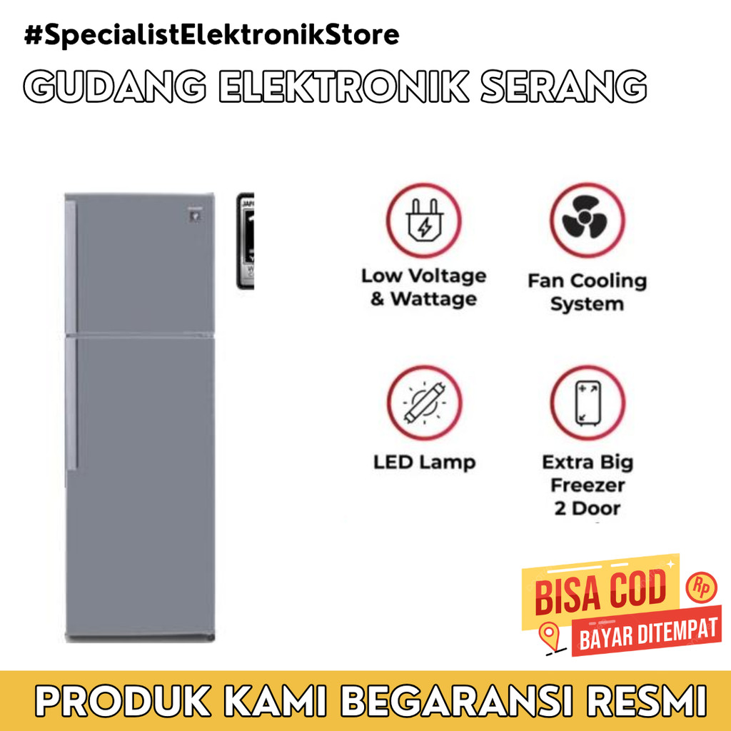 KULKAS SHARP 2 PINTU | SJ 420 GPSD | PLASMACLUSTER -  TANPA SALJU