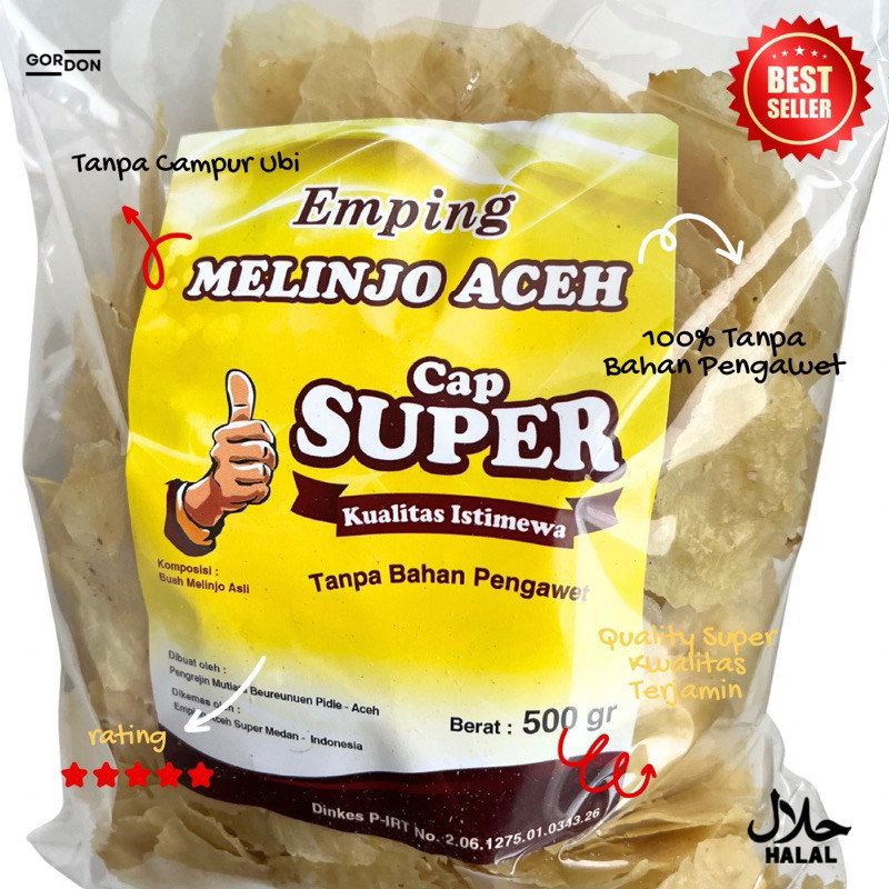 

Emping Melinjo Mentah 1/2 Kg Tanpa Campuran Ubi, Emping Aceh 100% Cap Super 500 Gram Emping Melinjo Asli Emping Belinjo