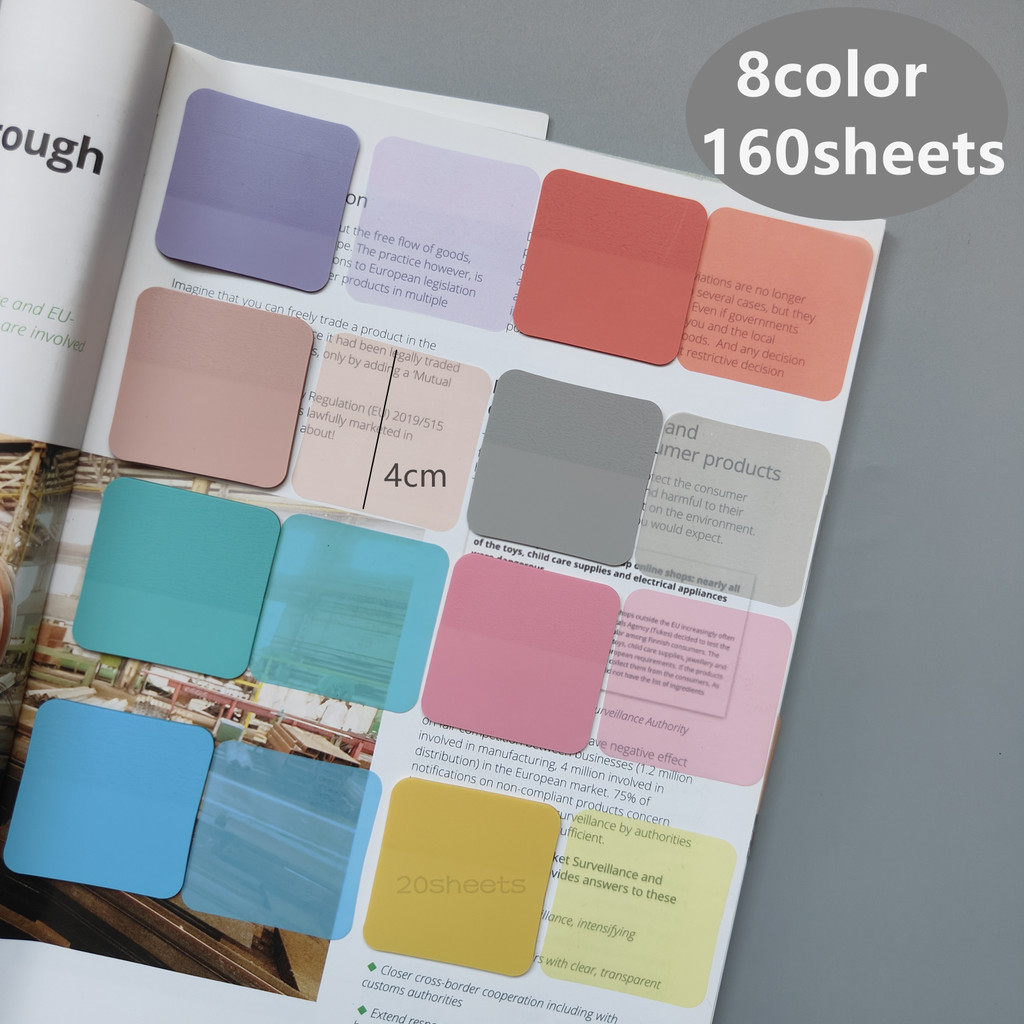 

160 Sheets Transparent Sticky Notes Tab Self-Adhesive Kawaii Clear Bookmarkers Annotation Books Page Marker Stationery