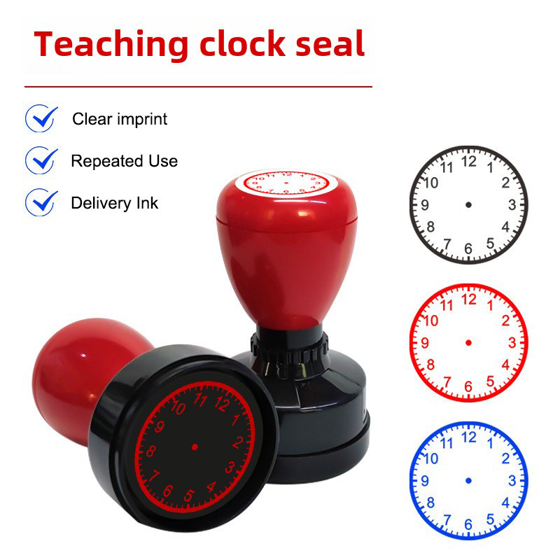 

Clock stamp Children's teaching AIDS clock dial stamp Teacher teaching primary school students learning time date stamp Shelf