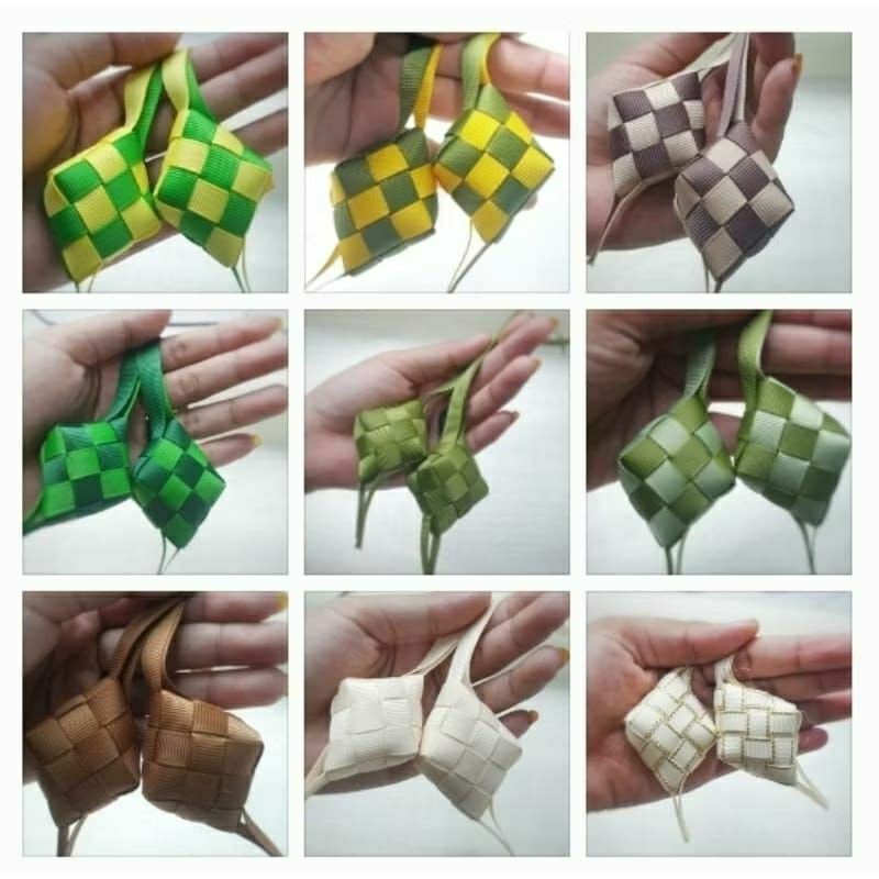 

1 pc - Ketupat Pita Bahan Grosgrain | Aplikasi Ketupat Lebaran Bahan Pita
