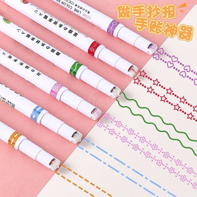 

KBA Spidol Garis Aesthetic Warna Warni Spidol Garis Motif Lucu 1 Set 6 Pcs pulpen roller pen Higlighter Random Spidol Garis Line Marker Alat Tulis Kantor