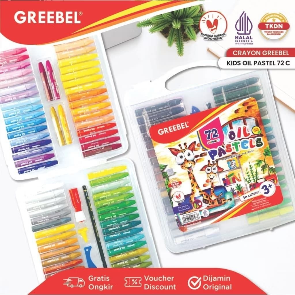 

New GREEBEL Crayon 72 Warna / Krayon Oil Pastel GREEBEL 72 WARNAPremium