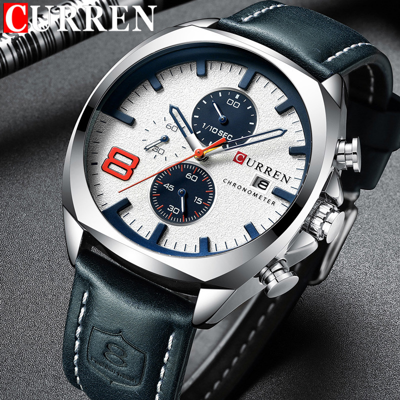 CURREN Watch Men Waterproof Chronograph Sport Military Male Clock Top Brand Luxury Leather Man Wrist
