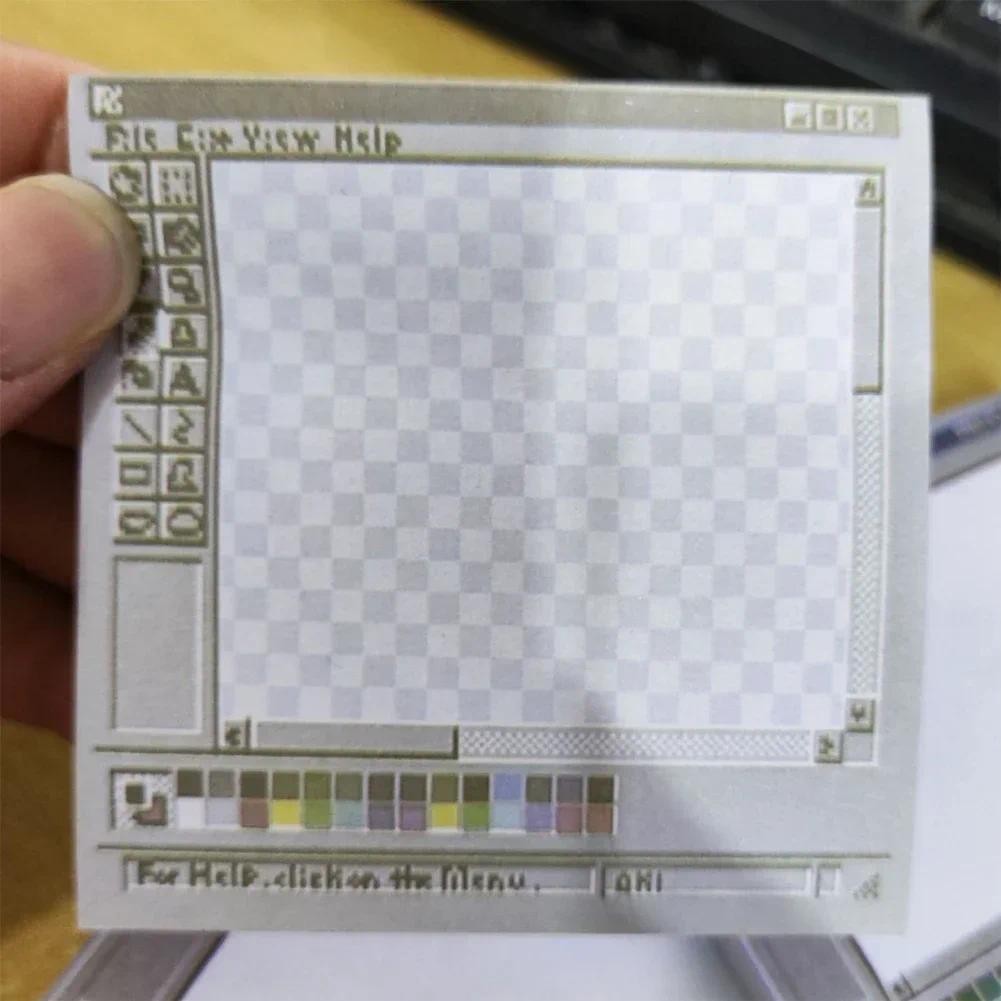 

50 Sheets Retro Computer Drawing Board Shape Sticky Memo Pad Aesthetic Square Note Pad Memo Pad Paper Students Office Supplies