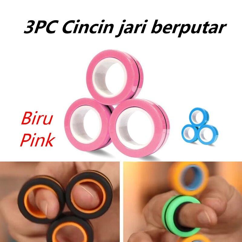 Mall Kualitas 3Pcs Mainan Anak Magnetic Fidget Spinner Magnet Ring Children Toy / Finger Fidget Spin