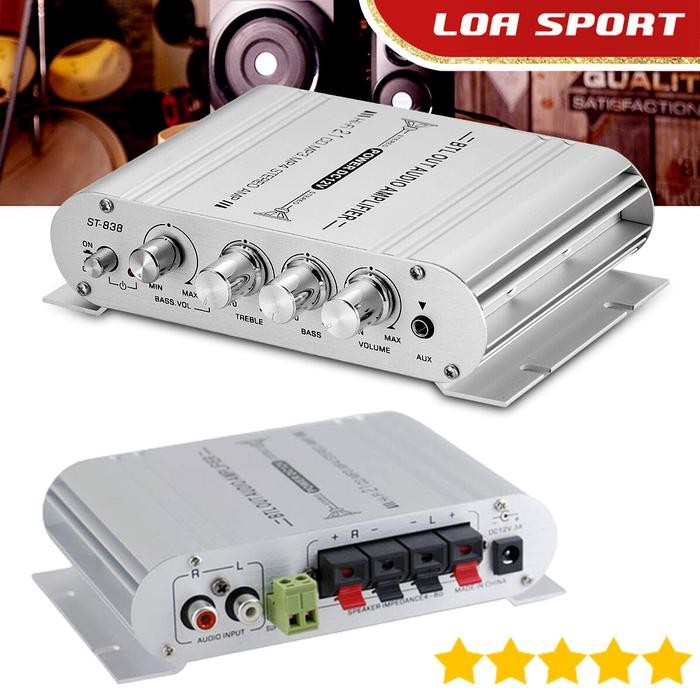 Amplifier Mobil Mini 2.1 Channel Subwoofer Out Treble Bass HiFi Stereo