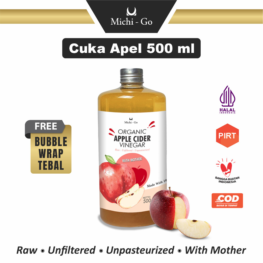 

MichiGo - 500 ml Cuka Apel Organik Premium Appel Cider Vinegar With The Mother