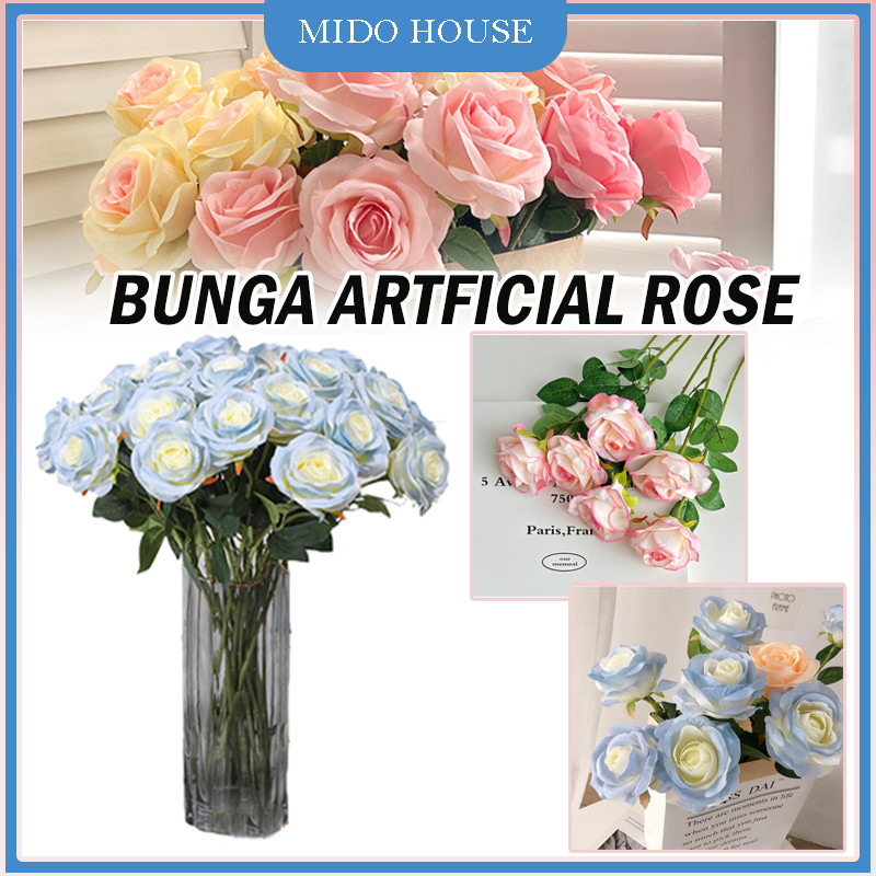 Bunga Artficial Rose/Bunga Mawar Palsu Mawar Palsu/Buket Bouquet Rumah Pesta Pertangkai