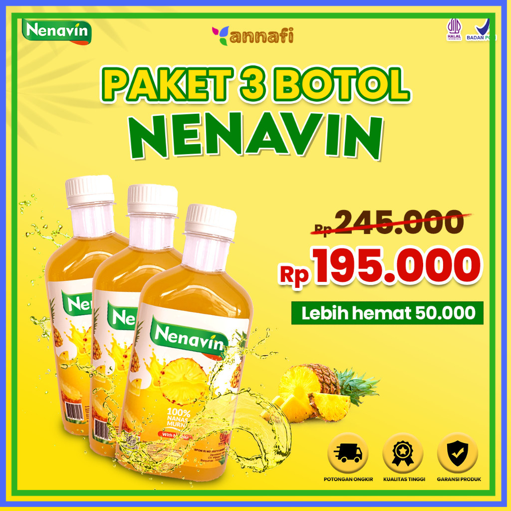 

Nenavin - Cuka Nanas Atasi Lonjakan Gula Darah Tinggi & Kesehatan Tubuh - 100% Nanas - 3 Botol