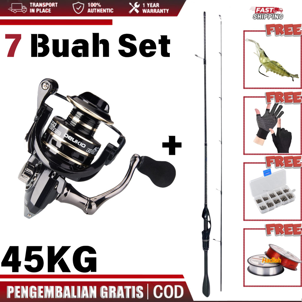1 Set Joran Pancing Spinning & Casting 1.65M 1.80M Gagang Karbon Joran Casting Dengan Reel Pancing G