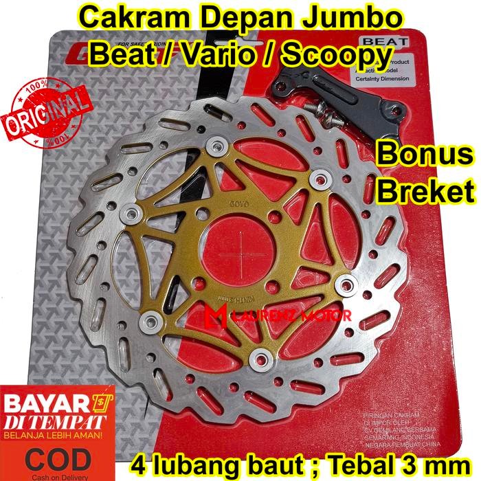 Piringan Cakram Depan Beat Vario Scoopy Spacy Ukuran Besar Jumbo Variasi Bonus Breket