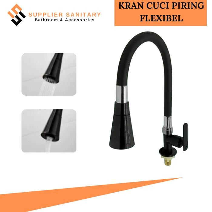 KRAN CUCI PIRING FLEXIBEL HITAM/KRAN DAPUR KITCHEN SET/KRAN WASTAFEL Air - Dinding