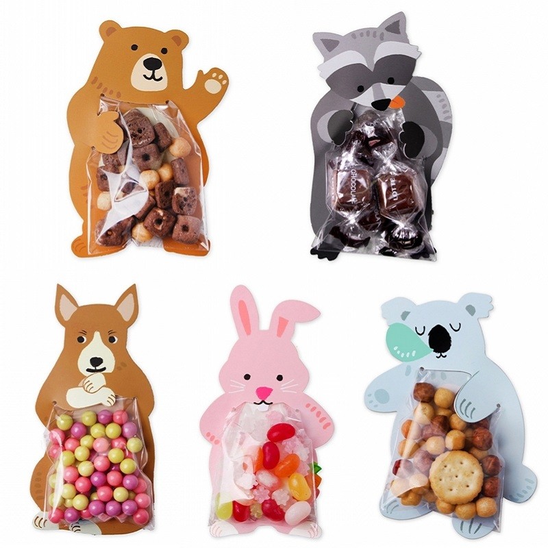 

10pcs/lot Animal Cute Gift Bags Candy Bags Baby Shower Birthday Party Cookie Bags Bear Candy Box Greeting Cards Popular Rabbit