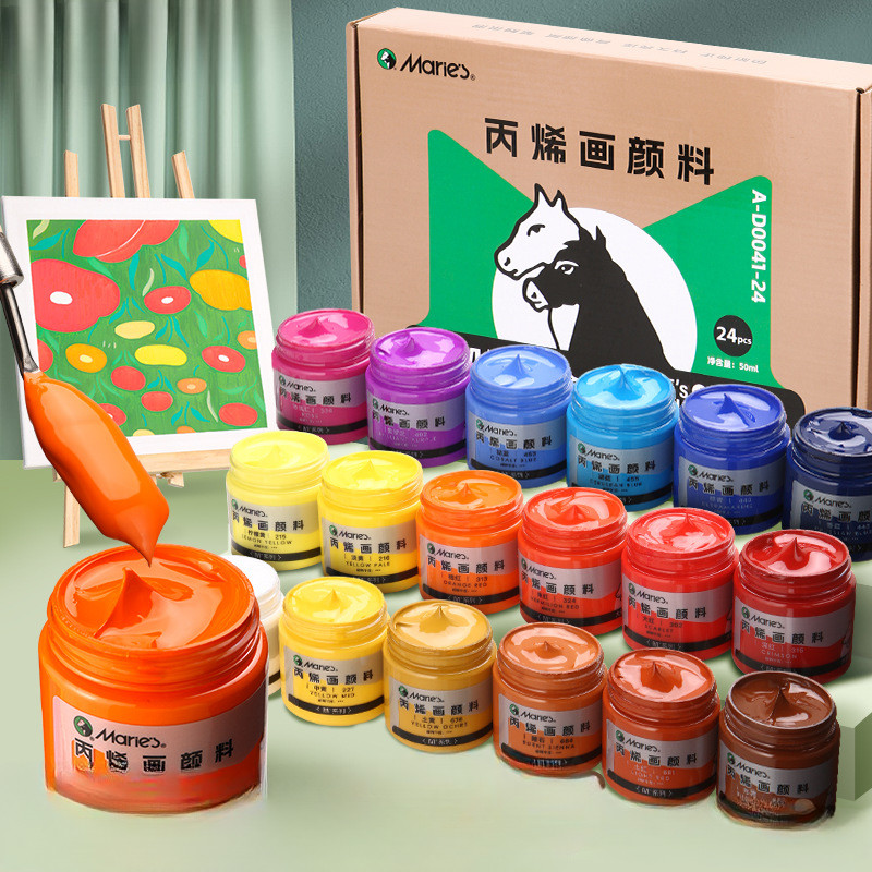 

12/24 Color 50ml Acrylic Paint Gift Box Set Gypsum Doll Coloring Kid Drawing Graffiti Waterproof Sunscreen Non Fading Pigment