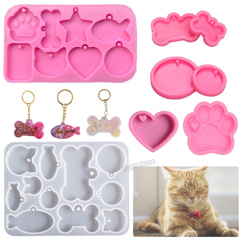 

Dog Tag Bone Shaped Keychain Pendant Mold DIY Dog Tag Resin Mold Crystal Epoxy Silicone Mold Jewelry Making Casting Mould