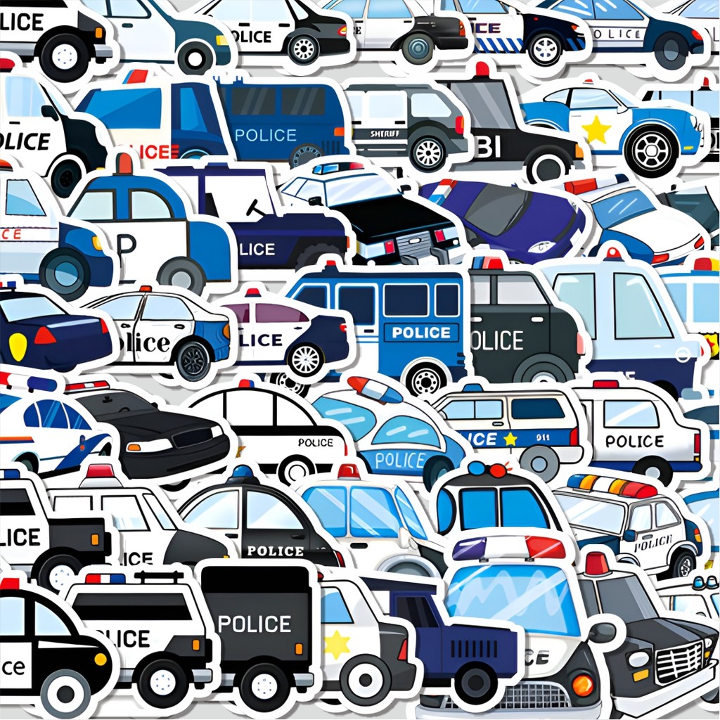 

Stiker Cutting Pack Stiker Seri Mobil Polisi Isi 100Pcs Series Aesthetic Lucu Keren Untuk Koper Bahan Vynil