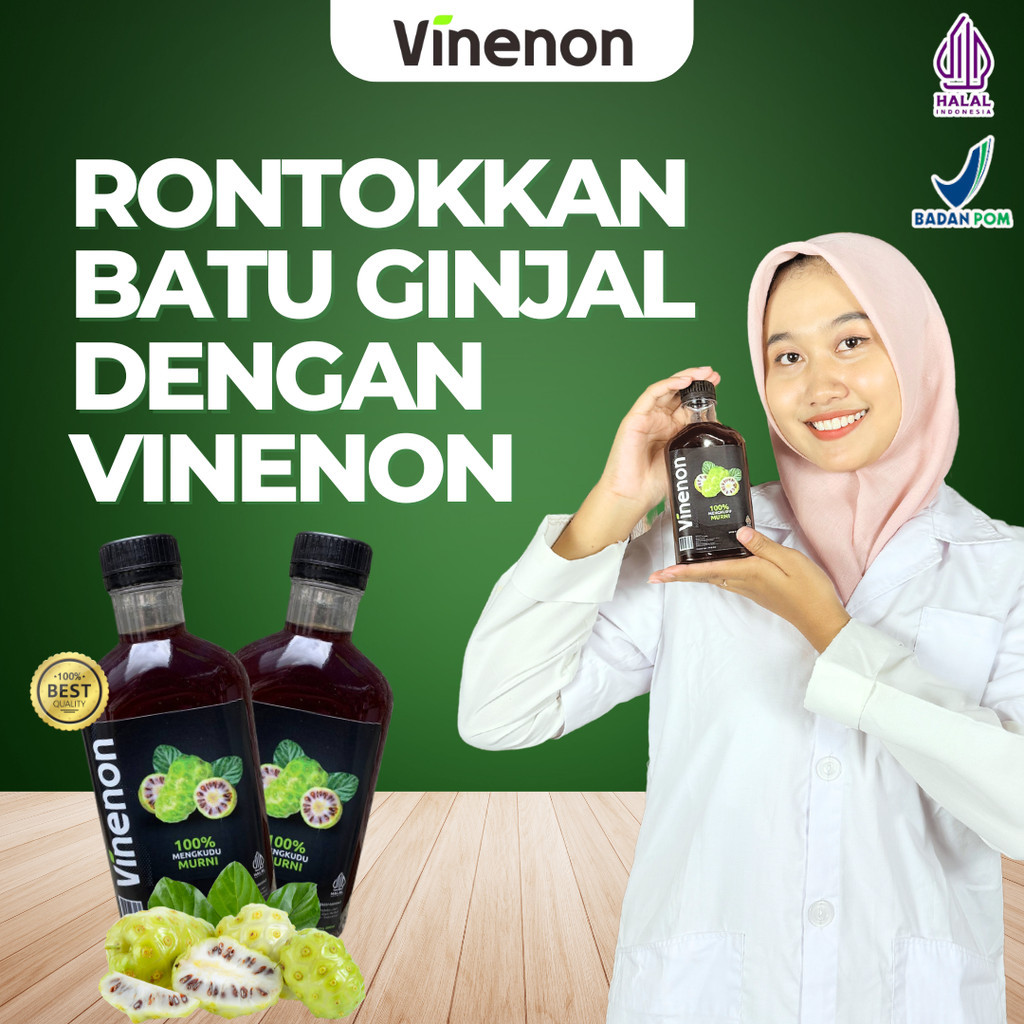 

Vinenon Cuka Mengkudu Alami Atasi Batu Ginjal Menetralisir Kadar Asam Urat Halal BPOM