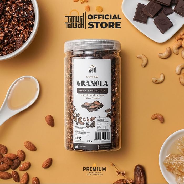 

Timur Tengah Grainnola Dark Chocolate 500 gr Granola Coklat Timur Tengah Cokelat Camilan Sereal Makanan Sehat - 500 gr