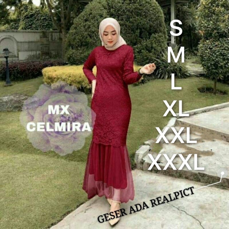 Maxi Celmira Duyung Brukat Realpict/Dress Kondangan Muslim/Seragam Acara /Dress Bridesmaid