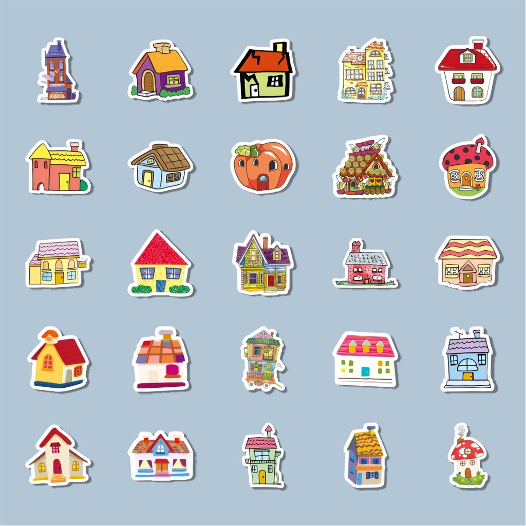 

100PCS Lucu Stiker Funny Creative House [Rumah Kreatif Lucu] Stiker Aesthetic Stiker Anti Air Stikers Berperekat Waterproof sticker decal buat Motor Helm Buku Journal Koper Casing HP Laptop Botol Minum Hadiah anak