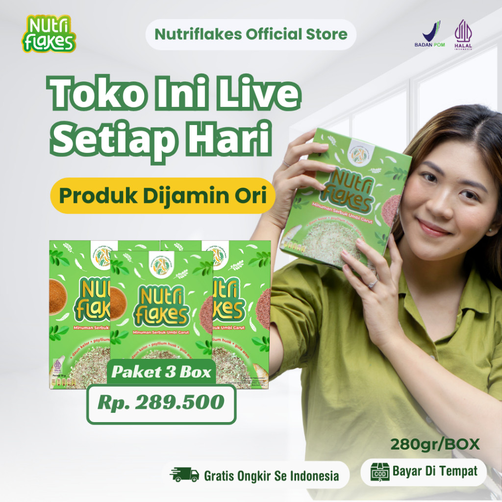 

Nutriflakes Sereal Umbi Garut Ampuh Mengatasi Asam Lambung, Maag dan Gerd 3 Box