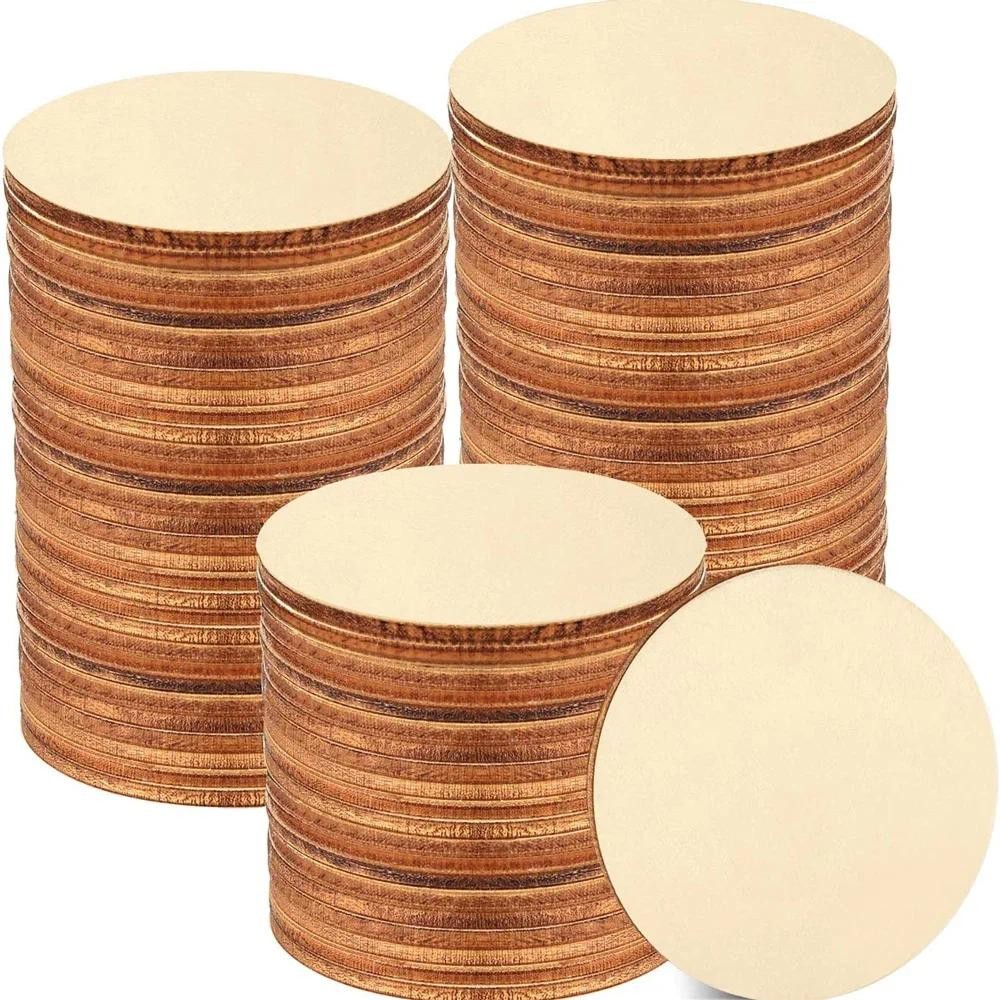 

3mm Thickening 2-100Pcs 1cm-10cm Unfinished Round Wood Slices DIY Crafts Wooden Circle Discs for Painting Wedding Ornament Decor