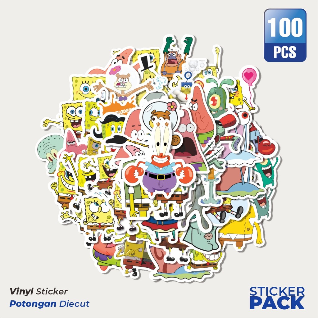 

Super Hemat! 100 PCS Stiker Stiker Spongebob Squarepants Universe Series Character Mix 3 Waterproof Aesthetic- Untuk Laptop, Motor, dan Helm - Paper Stationery Pack