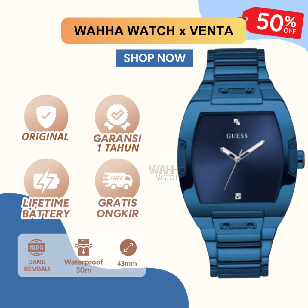 Jam Tangan Analog Guess Pria Guess GW0387G4 - BLUE CASE BLUE STAINLESS [BERGARANSI]