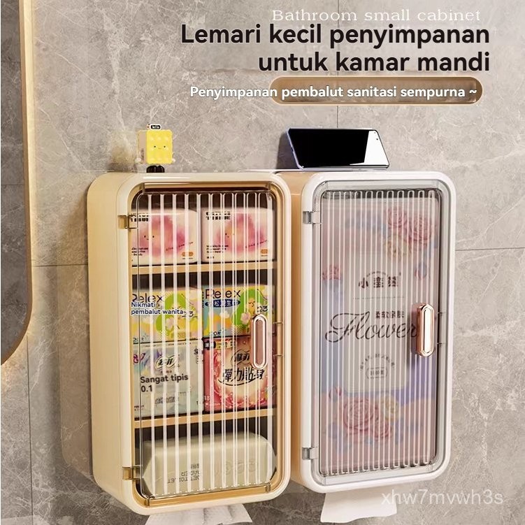 Lemari Kamar Mandi/Lemari Plastik Kamar Mandi Dinding Aesthetic Kabinet Kamar Mandi Tertutup Kotak R