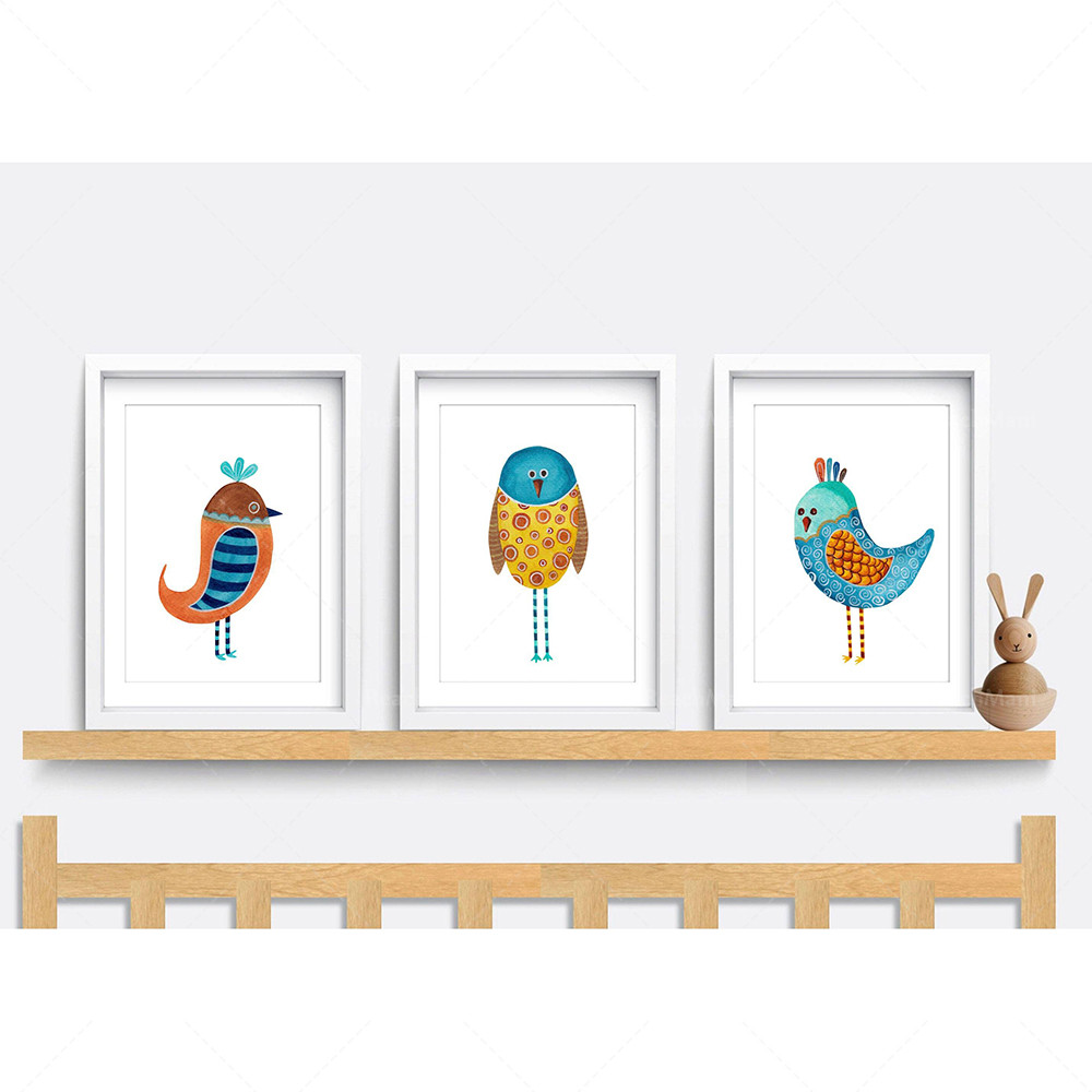 

Scandinavian folk prints, bird art, swedish polish, nursery wall posters, whimsical art home decor gifts