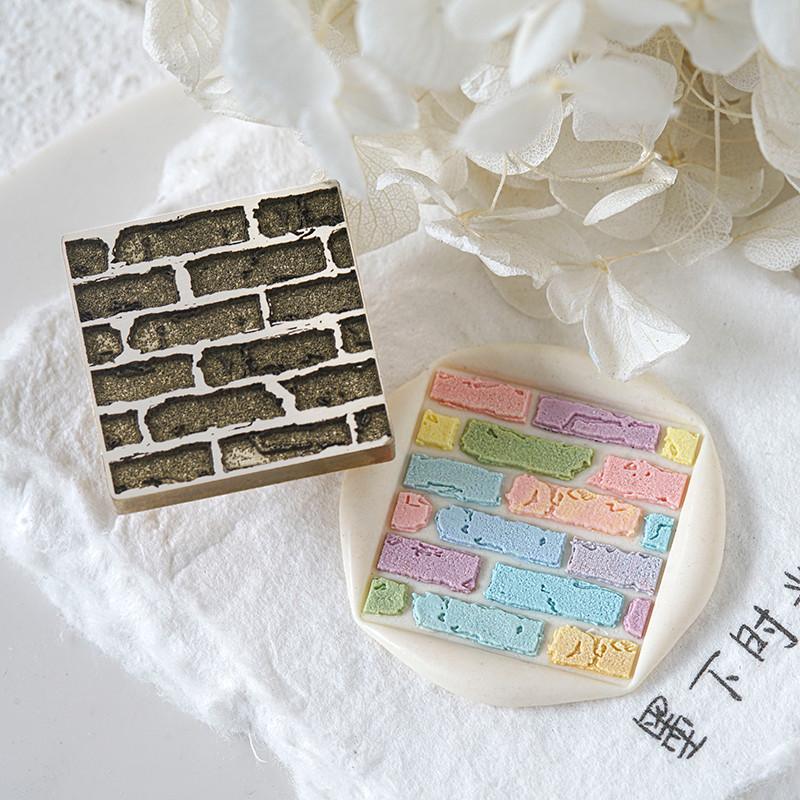 

New Wax Seal Stamp For Envelope Scrapbook Brick Wall Fire Paint DIY Embossed Seal Copper Head 3D Relief Metal Seal Brass Head ﻿