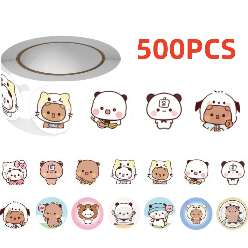 

500PCS Cute Bubu and Dudu Cartoon Roll Stickers Brooches for School Reward Sticker Gift Decor Lables Stationery Scrapbook Decals