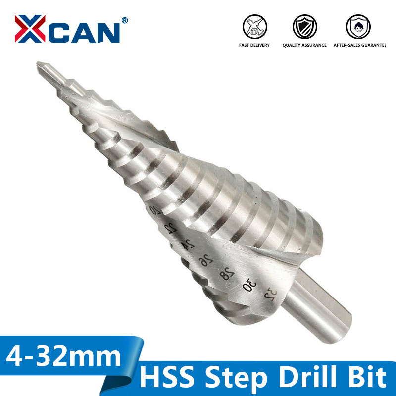 

Xcan Step Drill Bit 1pc 4-12 4-32mm Pagoda Drill Hexagon Screw Drill Core Drilling Tool HSS Spiral Groove Wood Metal Hole Cutter