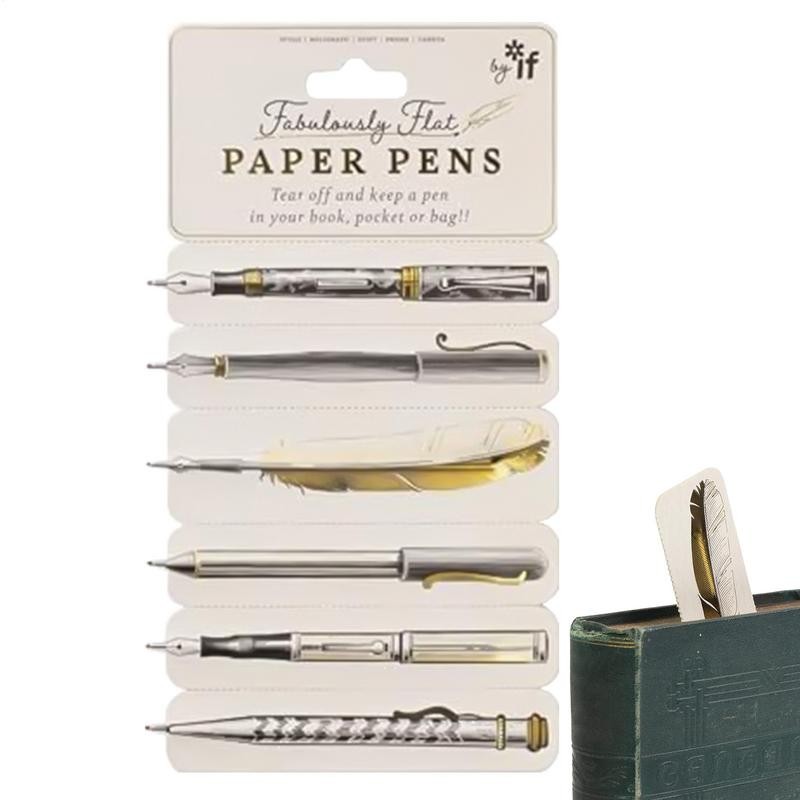 

Paper Pen Bookmark Flat Paper Pen Black Ink Bookmark Adults Students Home School Stationery Tearable Novelty Pocket Pencil