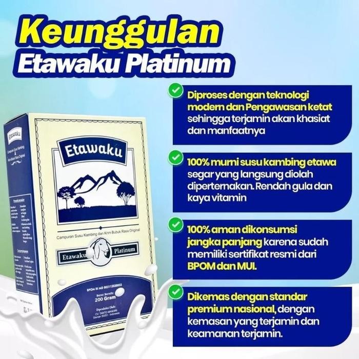 

[Promo] Etawaku Platinum | Susu Kambing Atasi Nyeri Pinggang, Tulang & Sendi - ETAWAKU 200gr