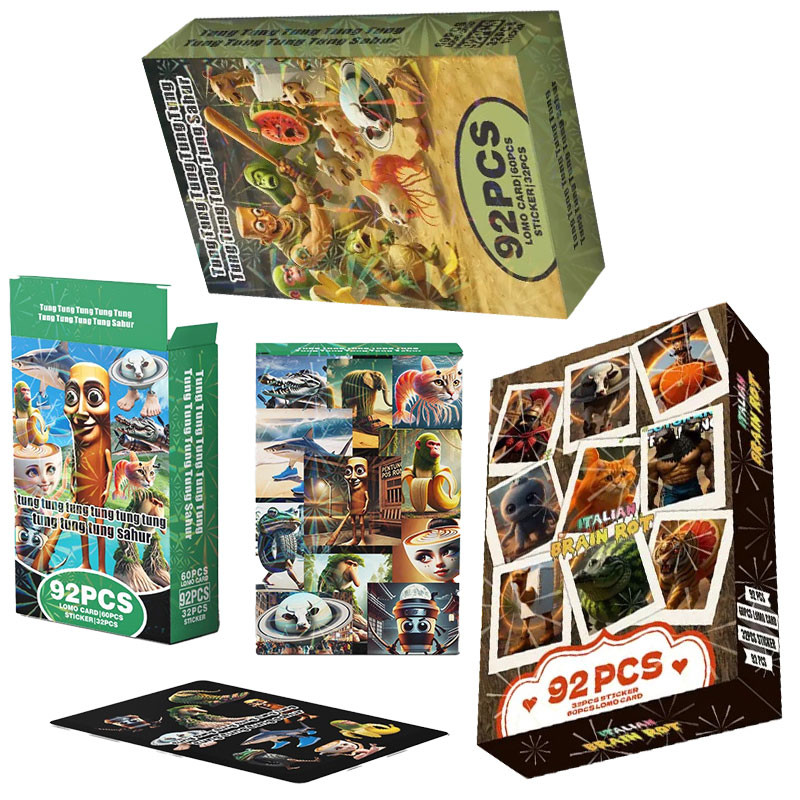 

Italian Brainrot Collect Card Cartoon Figure Tralalero Tralala LiriLi Tungtung Sahur Brr Brr Patapim 92pcs/Set Cards&Sticker Toy