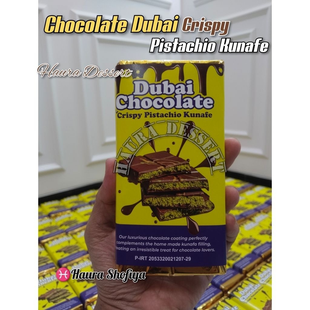 

Mekar_raya Chocolate Dubai Crispy "PISTACHIO KUNAFE" Dessert Cokelat Berat ±270 gr ,Size 16x8 cm ,Coklat Viral